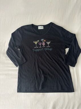 Cactus Bay “Support Group” Rhinestone Cocktail Graphic Tee Size M